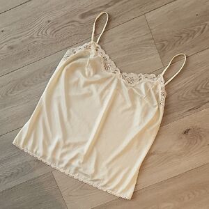 Vintage Nylon Lace‎ Dainty Whimsy Fairycore Slip Camisole Tank Top, Small